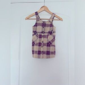 Nicole Miller Girls Plaid Overall Dress